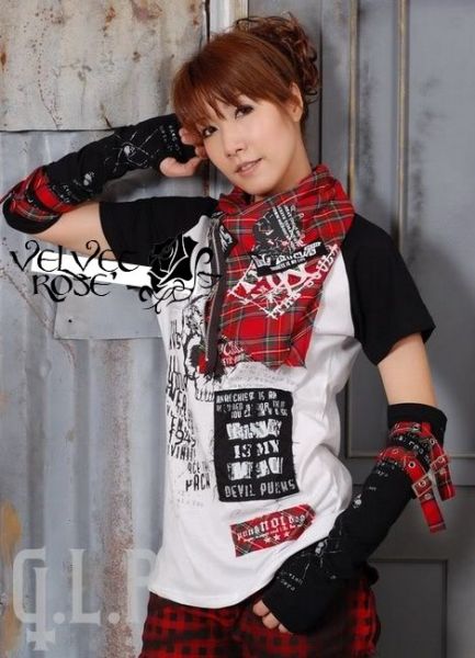 Blusa + Lenço + Luvas Punk Visual Kei (Cod.RPVK013)